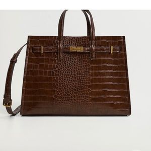 Mango Faux Croc brown purse